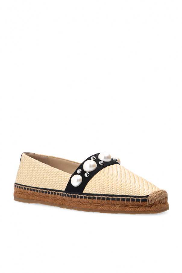 jimmy choo dru embellished woven espadrilles